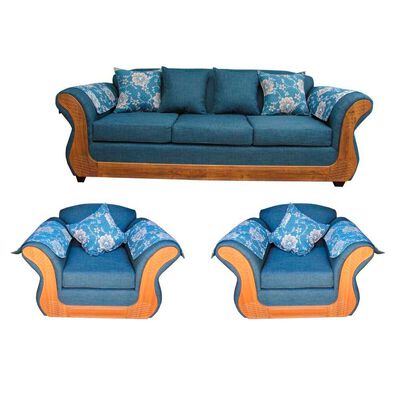 Imagen 1 del producto Juego de Living Almore Irlanda Sofá 3 Cuerpos + Dos Sillones 1 Cuerpo Azul