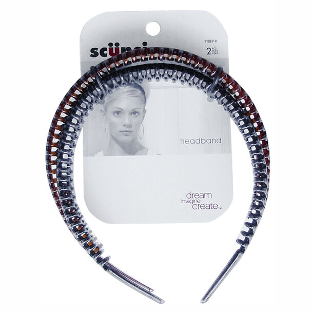 Cintillo Plástico Negro y Carey, 2 Piezas. Scunci