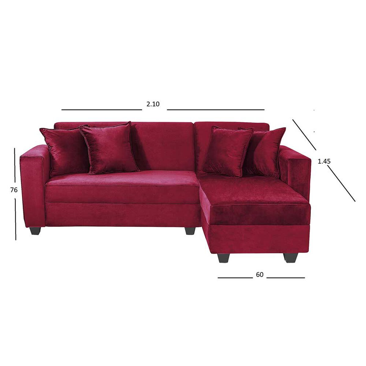 Sofá Seccional Diseño A&M Home Maite 3 Cuerpos Burdeo