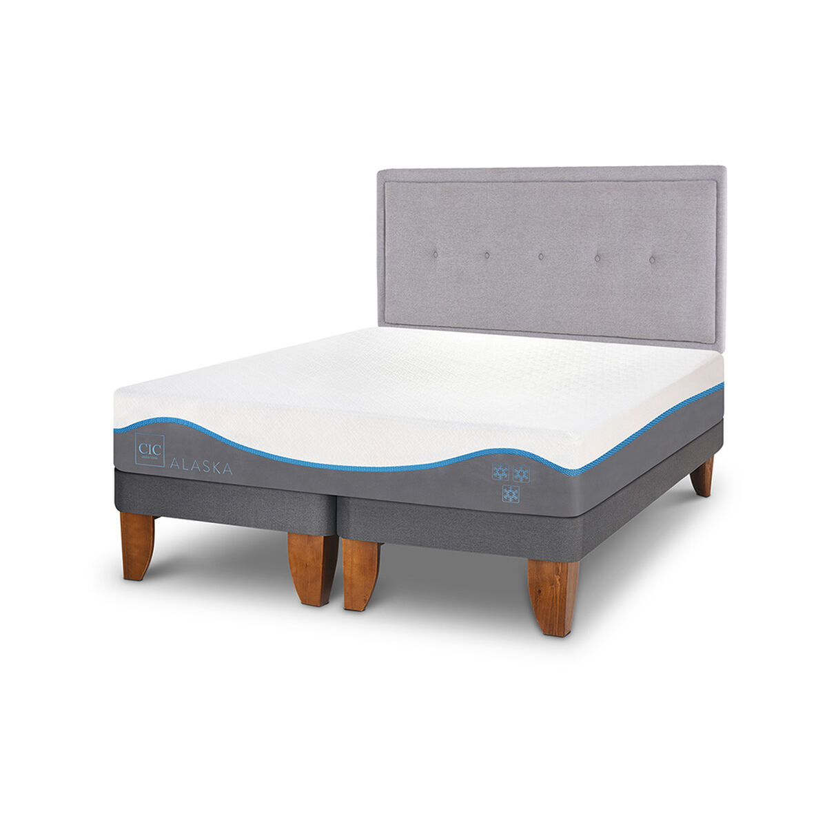 Cama Europea CIC Base Dividida King Alaska + Respaldo