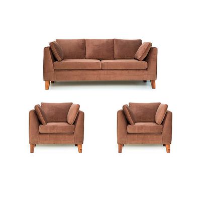 Juego de Living Barra Design Estocolmo Sofá 3 Cuerpos + Dos Sillones 1 Cuerpo Café