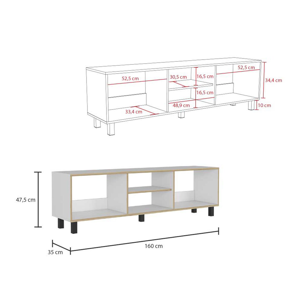 Combo Rack TV65 + Biblioteca TuHome Nomik Blanco Duna