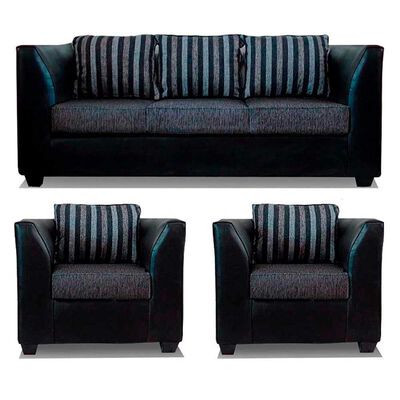 Juego de Living Elegant Detail Valentino Sofá 3 Cuerpos + Dos Sillones 1 Cuerpo Gris Oscuro