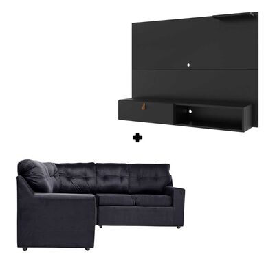 Panel TV Almore Italia Negro y Negro Hasta 50" + Seccional