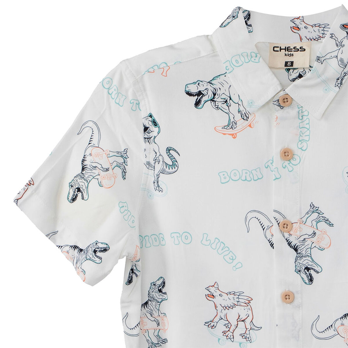 Camisa Manga Corta Estampada de Algod&oacute;n Ni&ntilde;o Chess