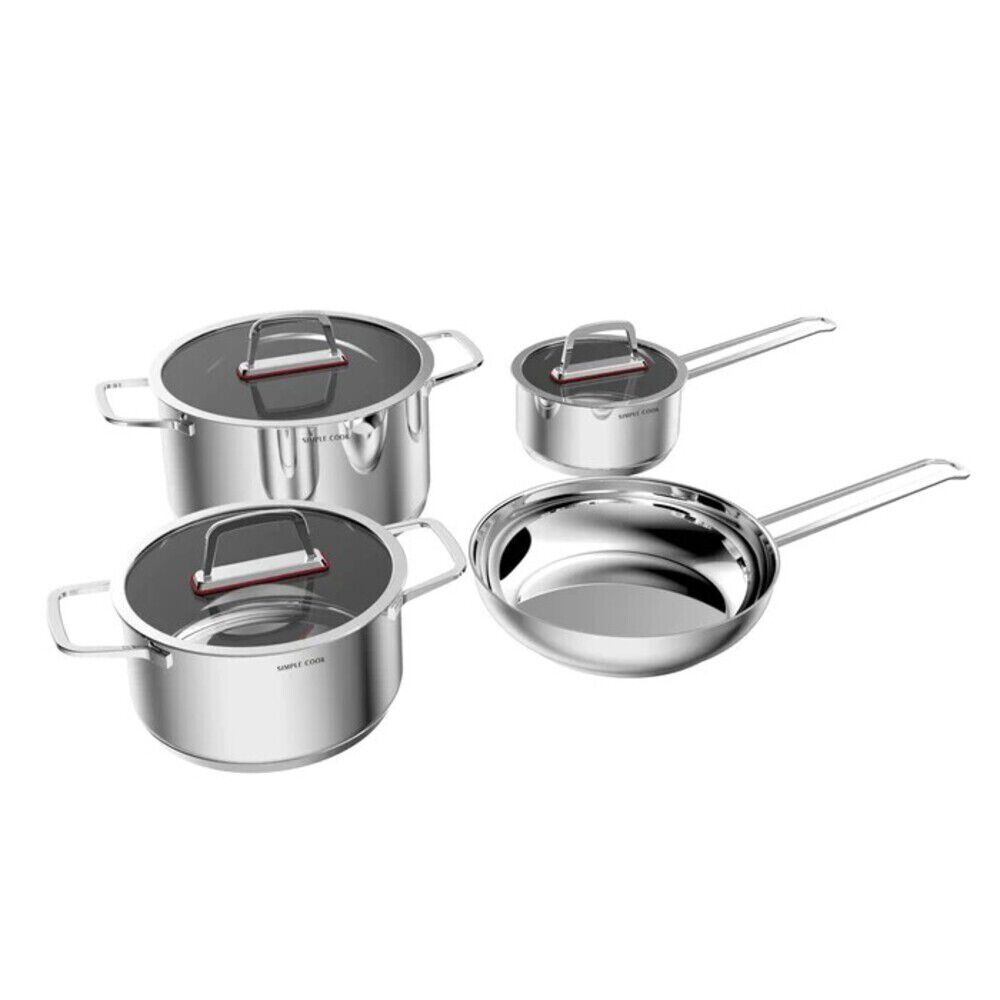Batería de Cocina Simple Cook Burdeos 7 Piezas