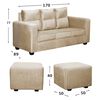 Juego de Living Diseño A&M Home Loreto Sofá 3 Cuerpos + 2 Pouf 1 Cuerpo  Beige Felpa