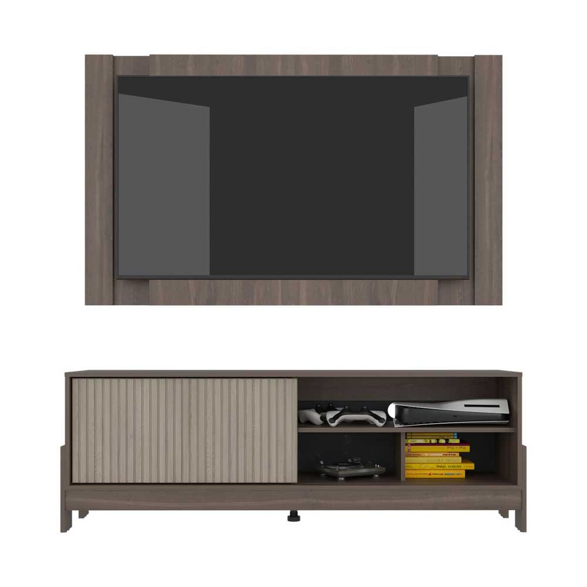 Estante TV Tuhome Odell Hasta 65" Milan y Roble Natural