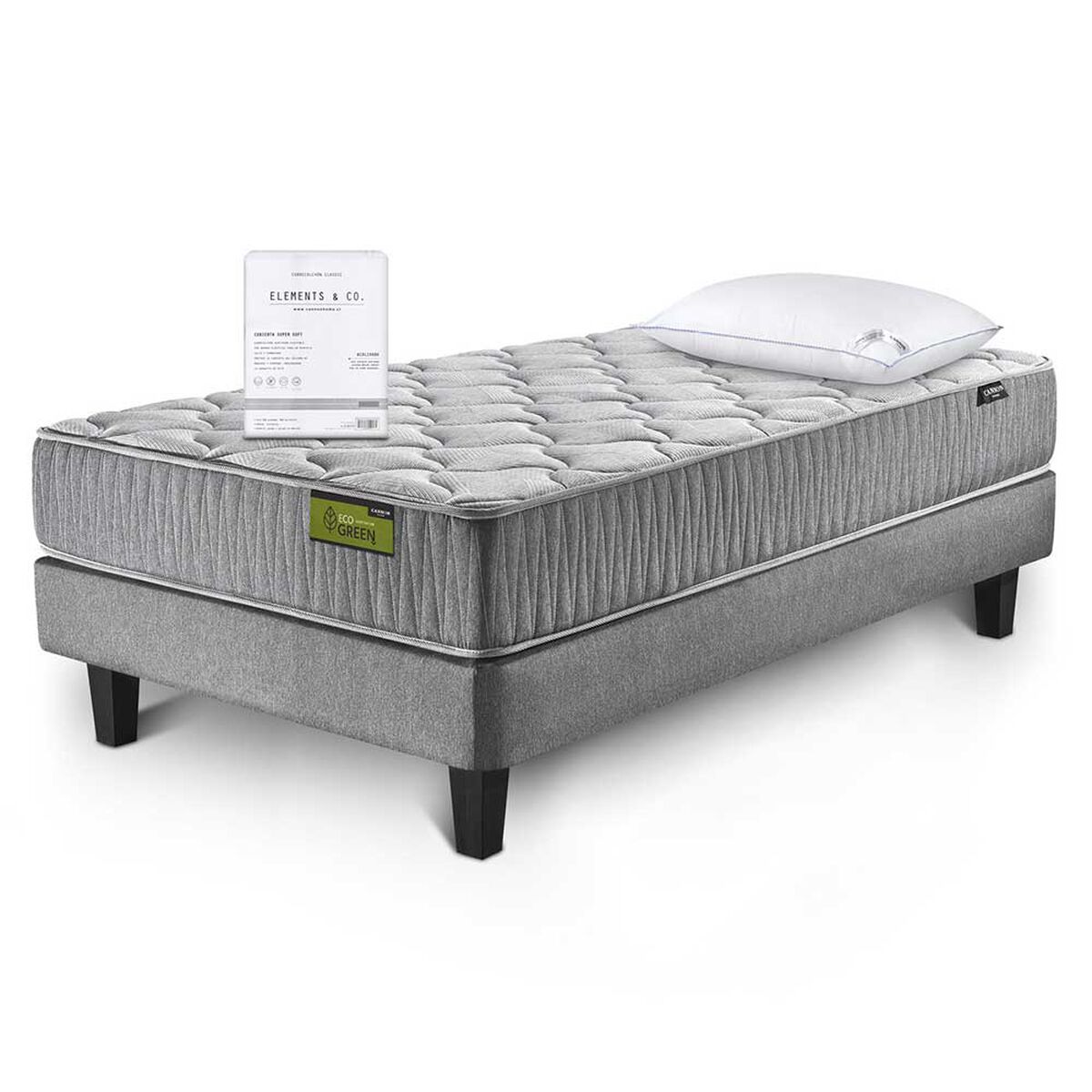 Juegos de Dormitorio Cama Europea Cannon Eco Green 1,5 Plazas + 1 Almohada + 1 Cubrecolchón