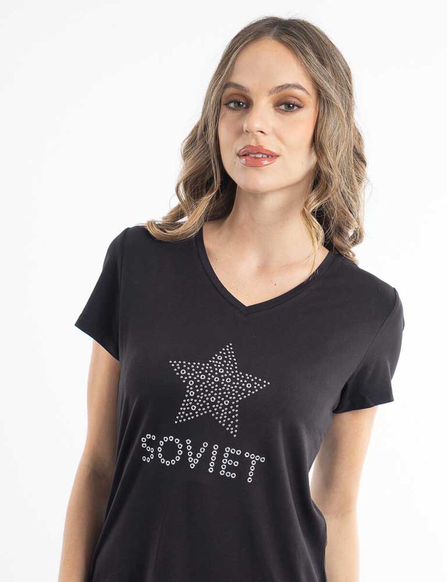 Polera Con Estampado Manga Corta Mujer Soviet