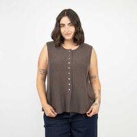 Sweater Sin Magas Mujer Extralindas Cafe