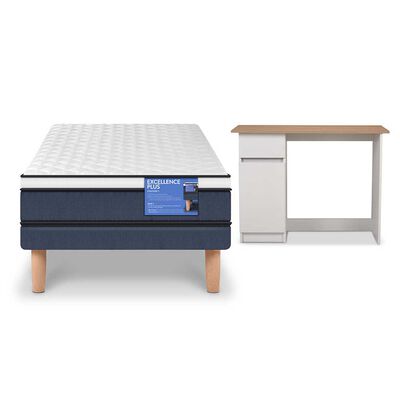 Imagen 2 del producto Combo Cama Europea CIC 1 Plaza Excellence Plus + Escritorio New Olmo Alpino Blanco 1 Puerta 1 Cajón