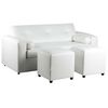 Juego de Living Bodevir Vivo PU 30 Sof&aacute; 3 Cuerpos + Dos Pouf 1 Cuerpo Blanco&nbsp;