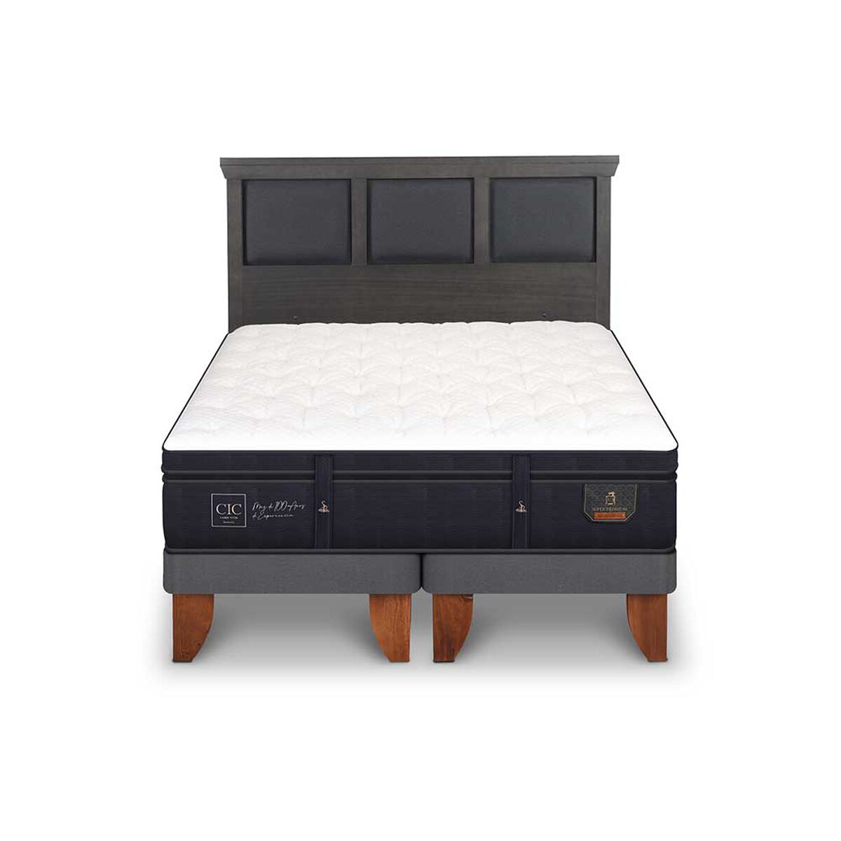 Cama Europea CIC Base Normal King S&uacute;per Premium + Respaldo Torino