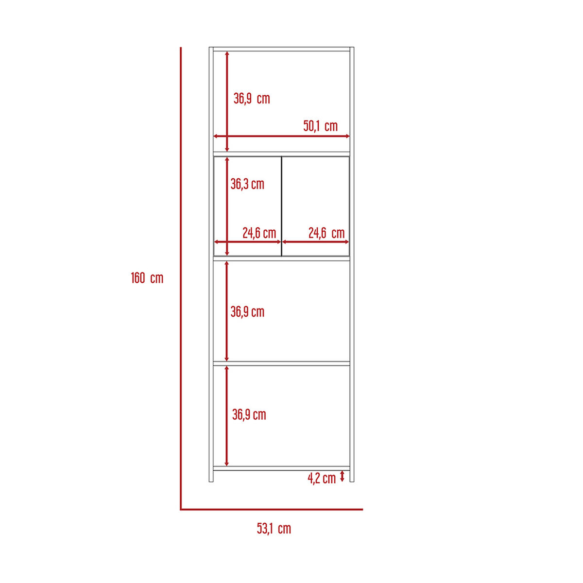 Biblioteca Note 1,60 Cm  2 Puertas - Blanco Hg / Miel