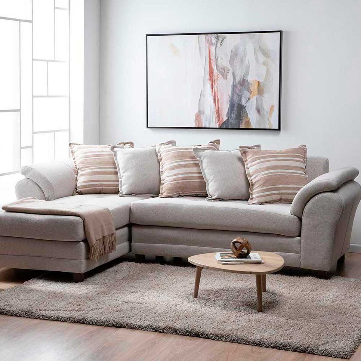 Sof&aacute; Seccional Izquierdo Living Factory Mustang 4 Cuerpos Crudo