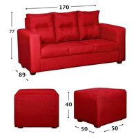 Juego de Living Diseño A&M Home Loreto Sofá 3 Cuerpos + 2 Pouf 1 Cuerpo  Burdeo