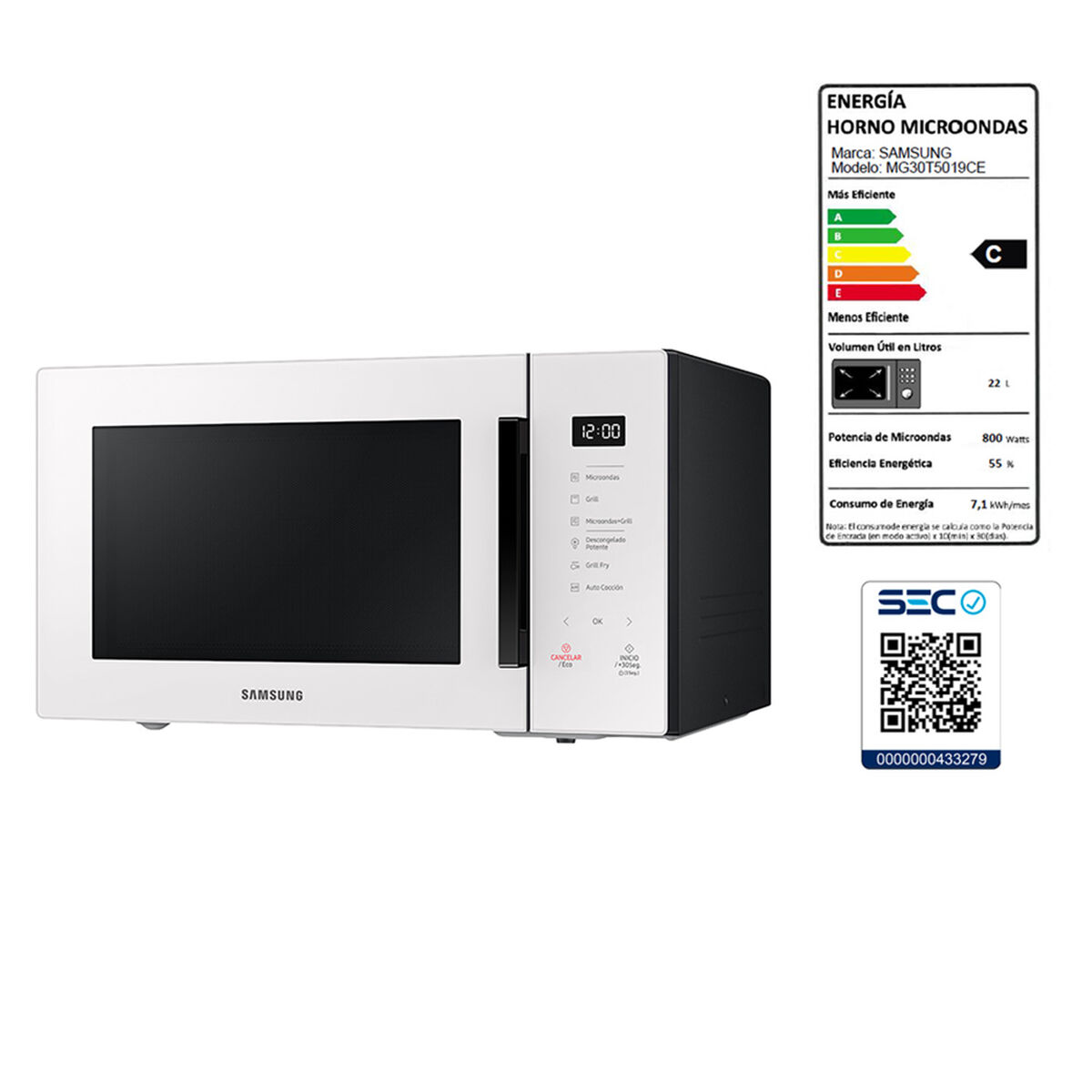 Microondas Samsung MG30T5019CE/ZS 30 lts.