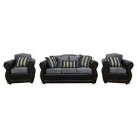 Juego de Living Almore New Columbia Sofá 3 Cuepos + Dos Sillones 1 Cuerpo Negro Gris