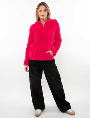 Imagen 2 del producto Polerón Peludo Mujer Icono Fucsia