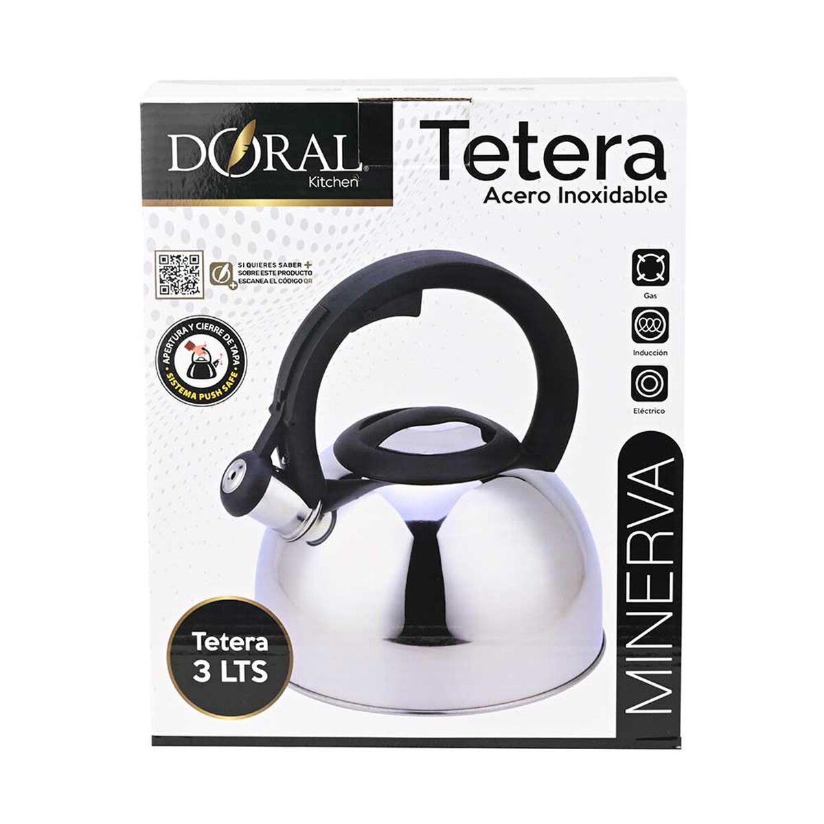 Tetera Acero Inox. Doral Minerva 3 Lts Acero