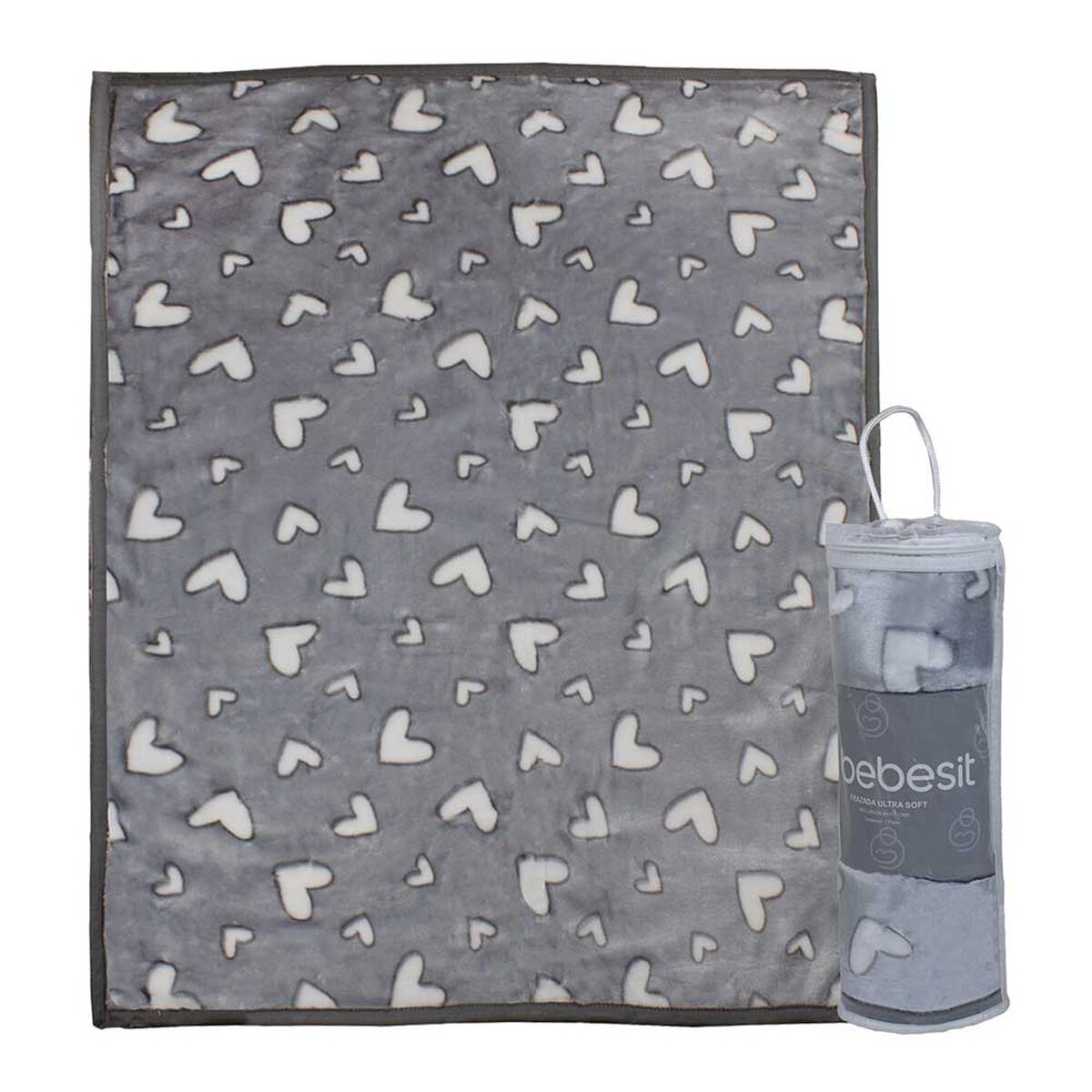 Manta Corazones Gris Bebesit