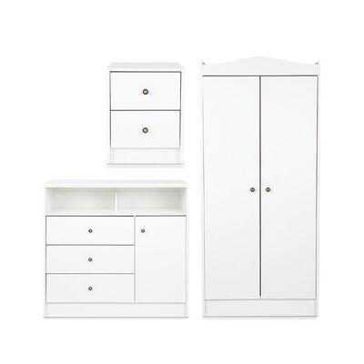 Combo Infantil Closet 2 Puertas + Velador + C&oacute;moda 3 Cajones 1 Puerta CIC Blanco