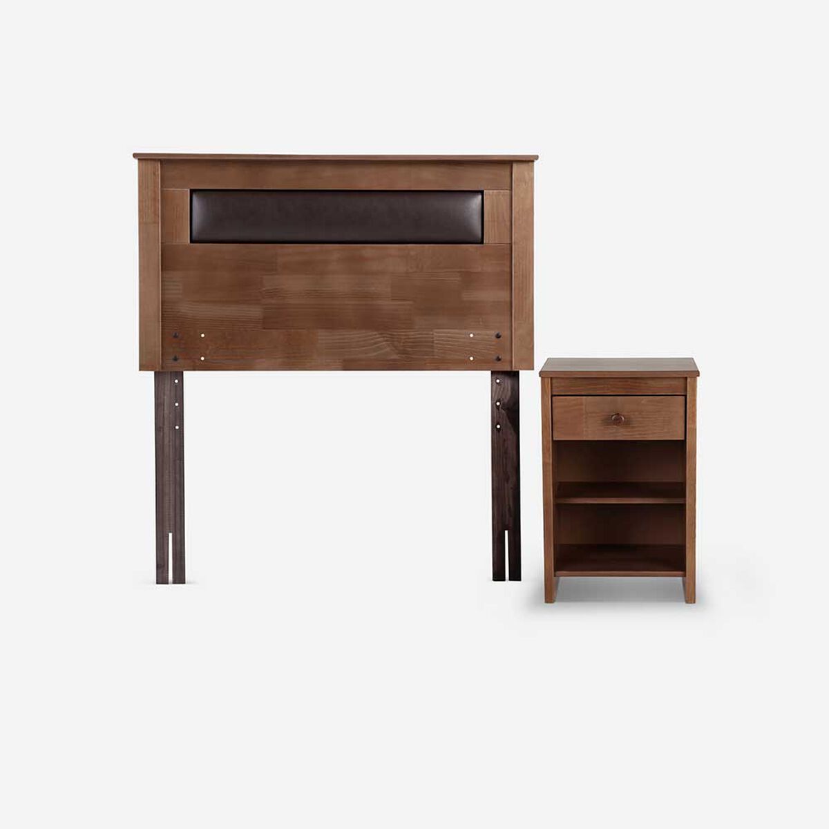 Cama Europea Rosen 1,5 Plazas Indie + Respaldo + Velador Ferrera