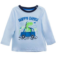 Polera Manga Larga de Algodón Chess Baby Celeste, Crudo, Rojo