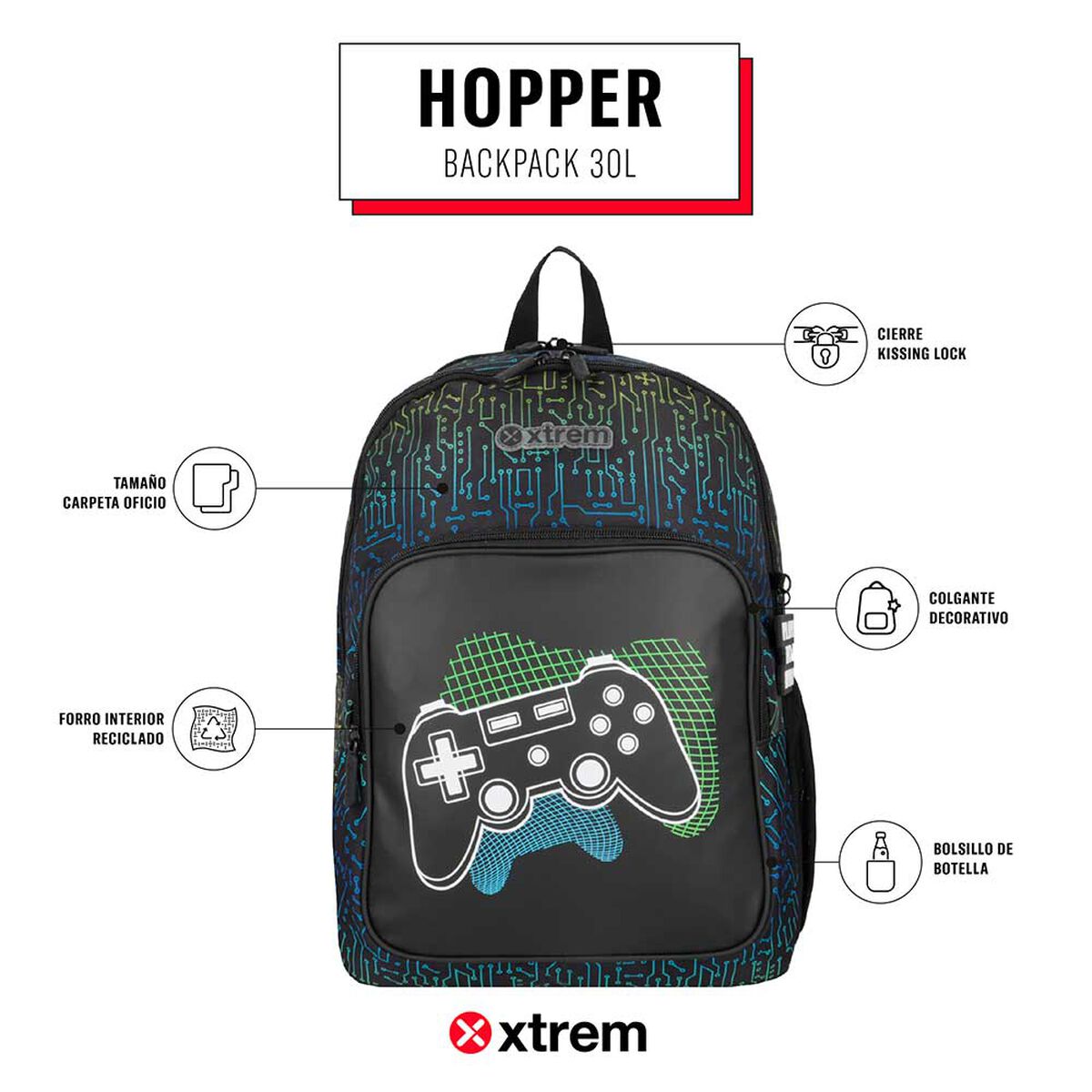 Mochila Xtrem Hopper 5XT Gamer Negro
