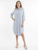 Vestido Midi Lino Manga 3/4 Mujer Portman Club