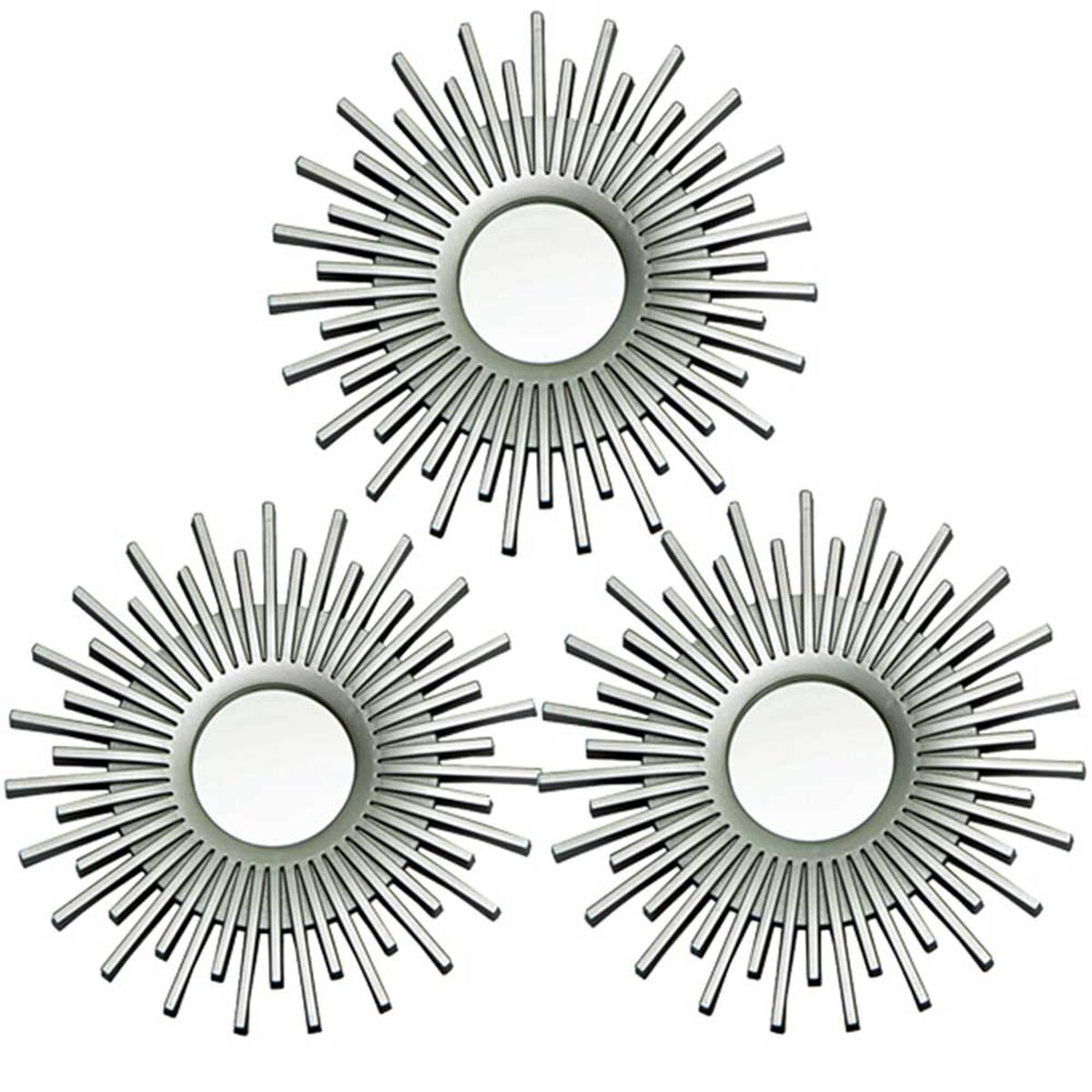 Set 3 Espejos Plástico Vgo para Colgar Circular 25 cm Plateado