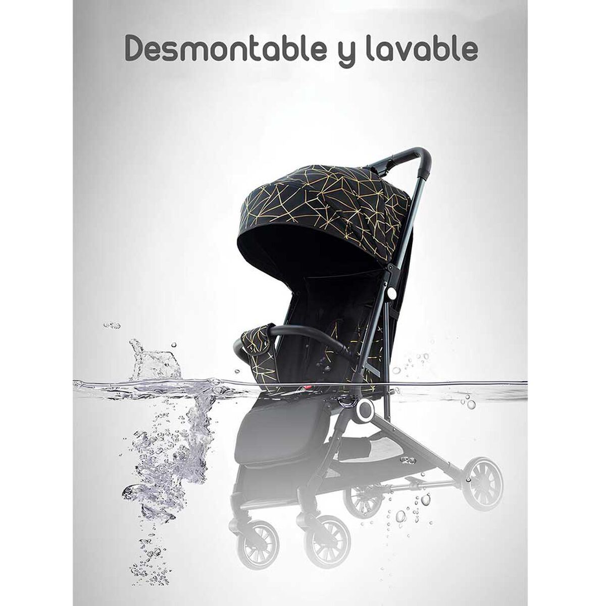 Coche de Paseo Últra Compacto con Accesorios Lubabycas Negro