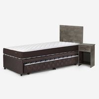 Cama Nido Rosen 1,5 Plazas Ergo T + Respaldo + Velador Tabor Grafito