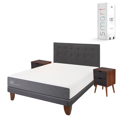 Imagen 2 del producto Cama Europea CIC 2 Plazas Smart + Respaldo + 2 Veladores Eufrates