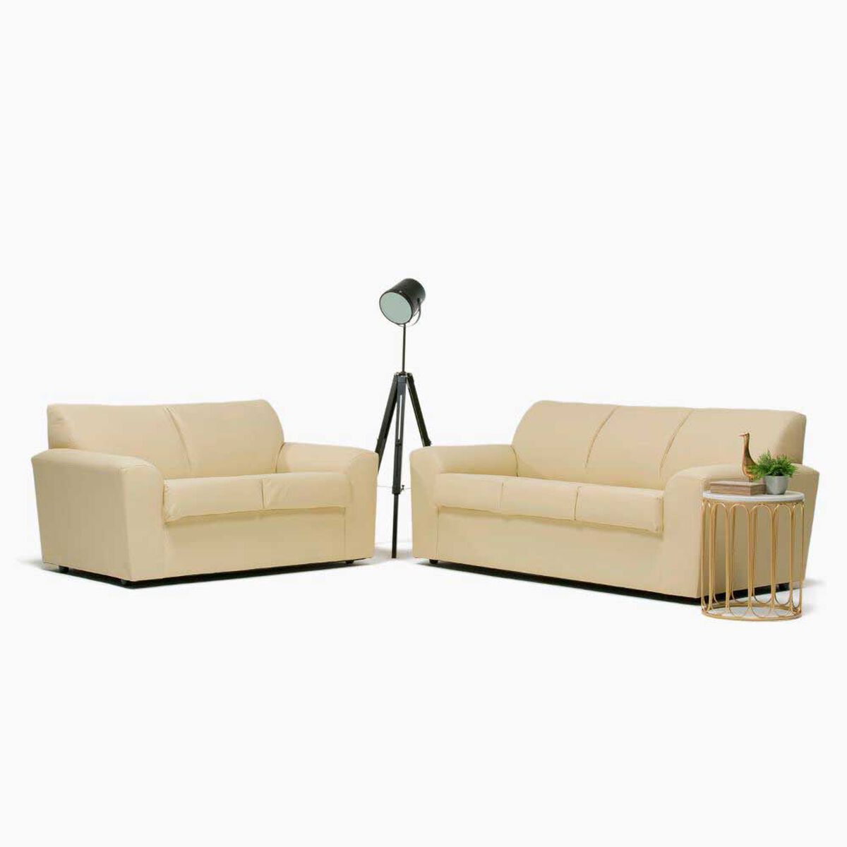 Juego de Living Cabsur Milan Sof&aacute; 3 Cuerpos + Sof&aacute; 2 Cuerpos PU Beige