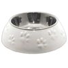 Plato Huellitas Blanco Para Perro M Mascan