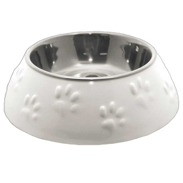 Plato Huellitas Blanco Para Perro M Mascan