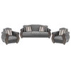 Juego de Living Innovamuebles New Bugambilia Sofá 3 Cuerpos + Dos Sillones 1 Cuerpo Gris Claro