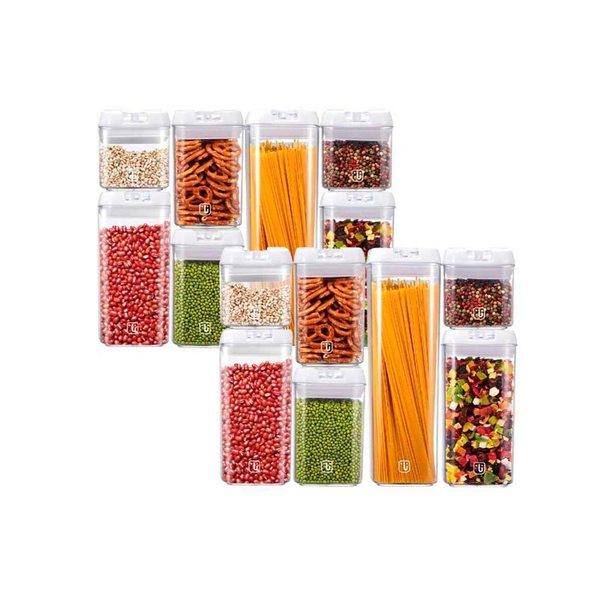 Pack 14 Contenedores de Alimento Simplit Herm&eacute;ticos Pl&aacute;stico Blanco