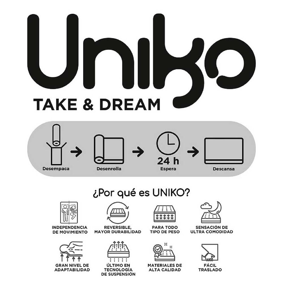 Cama Europea Flex 1,5 Plazas Uniko