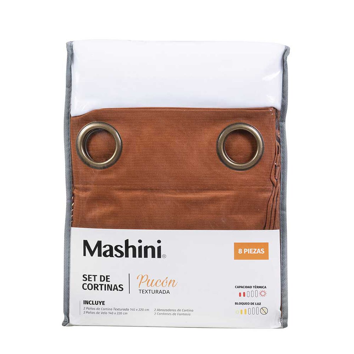 Set de Cortinas Mashini Pucon 140 x 220 cm Ladrillo