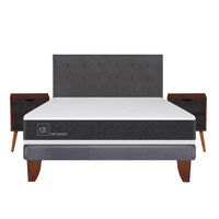 Cama Europea CIC 2 Plazas  Ortopedic + Respaldo + 2 Veladores Eufrates