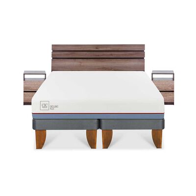 Imagen 1 del producto Cama Europea CIC Base Dividida 2 Plazas Excellence Plus + Respaldo + 2 Veladores