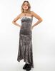 Vestido Maxi Strapless Terciopelo Plush Mujer Icono