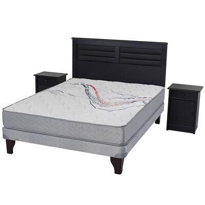 Imagen 2 del producto Cama Europea 2 Plazas Threrapedic Más Gris + Set Maderas Florencia