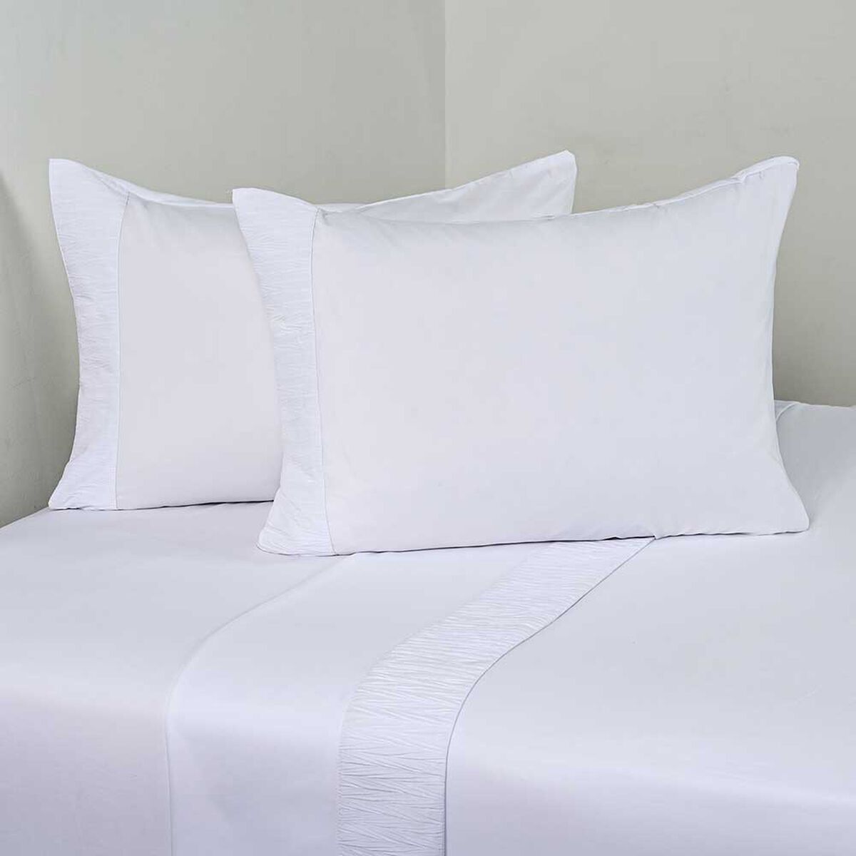 Juego de S&aacute;banas American Family 2 Plazas Plizada Blanco