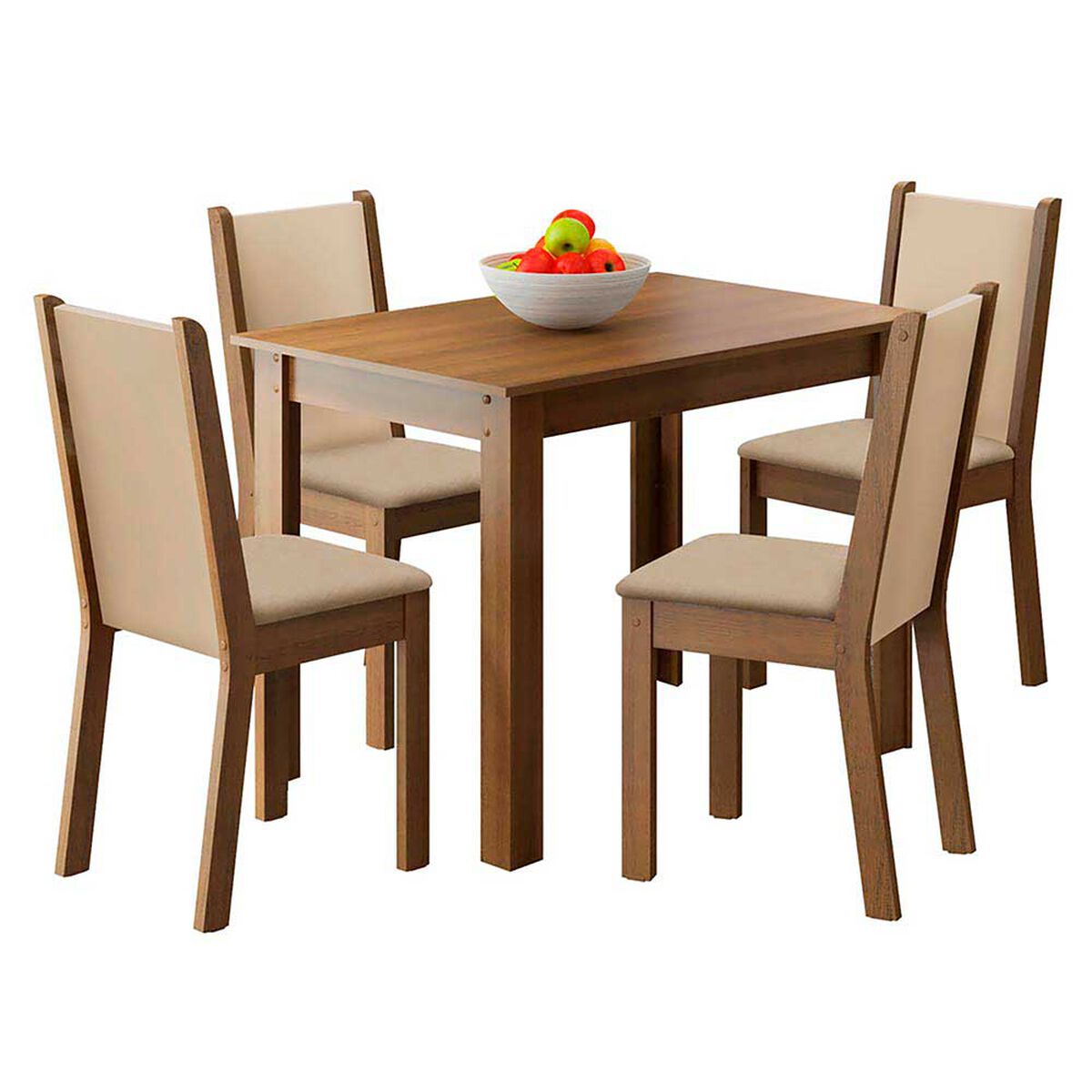 Juego de Comedor Vekkahome Leone 4 Sillas Caf&eacute;