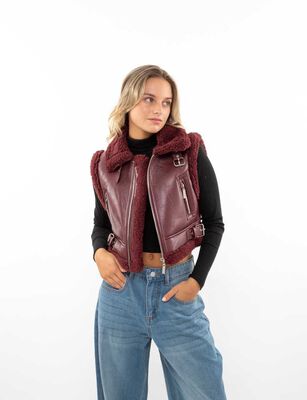 Imagen 1 del producto Chaqueta Crop Ecocuero Chiporro Sin Mangas Mujer Icono Negro