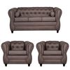 Juego de Living Ruzam Mobel Chesterfield Sofá 3 Cuerpos + Dos Sillones 1 Cuerpo PU Chocolate